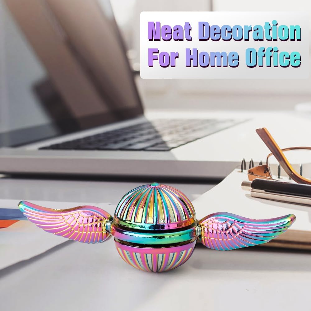 Rainbow Wizarding Fidget Sphere Spinner Metal for Kids Adults, EDC Desk Toy Wings Finger Hand