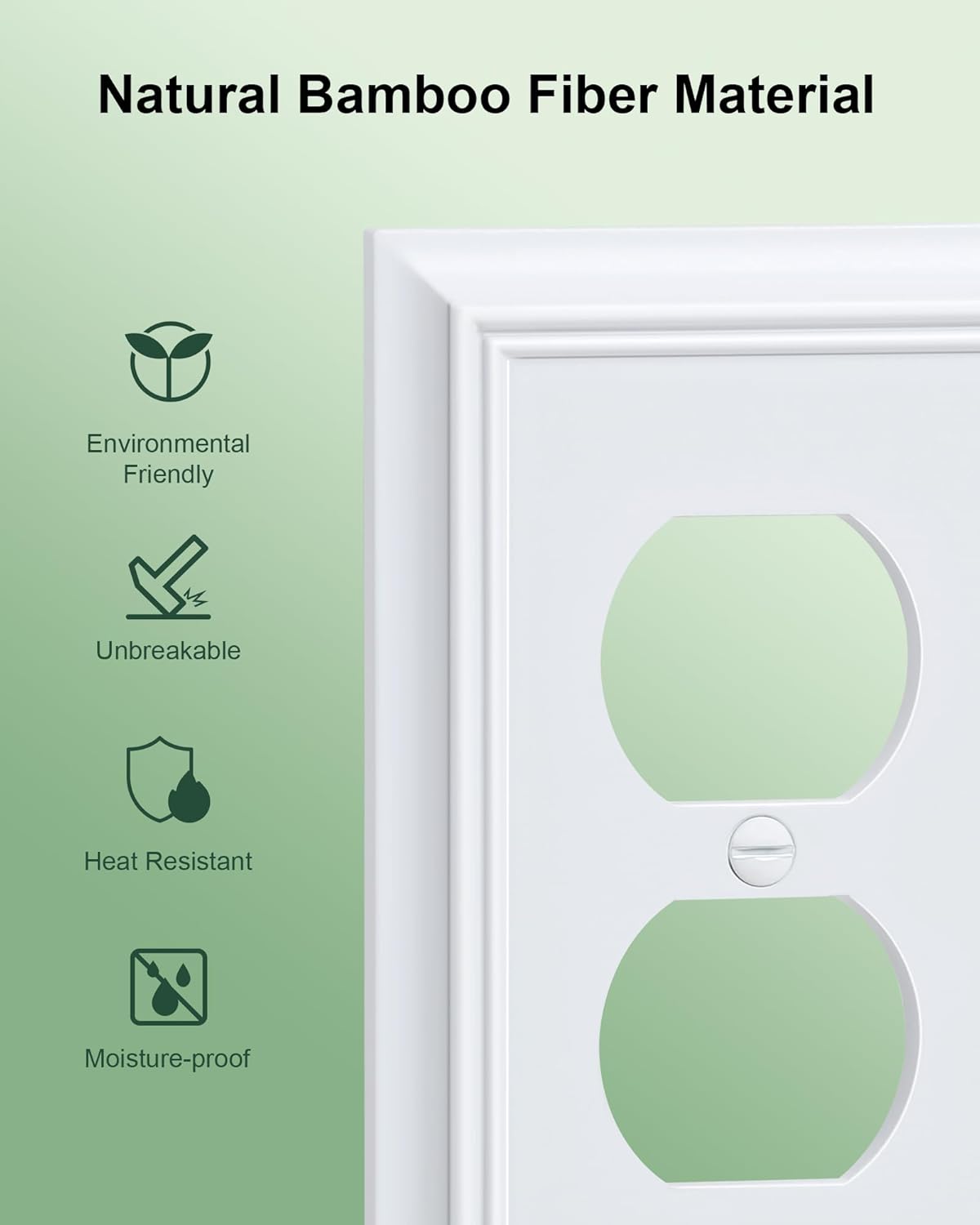 2-Pack Duplex Outlet Cover Plate, Decorative Pure White Switch Plates and Outlet Covers, Natural