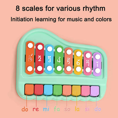 Oprala 2 in 1 Baby Piano Xylophone for Toddlers 1-3 Years Old, 8 Multicolored Key Keyboard Baby