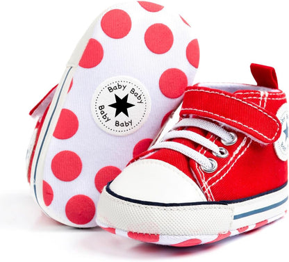 Unisex Baby Girls Boys Canvas High-top Shoes, Newborn Infant Anti-Slip Soft Sole Frist Walking