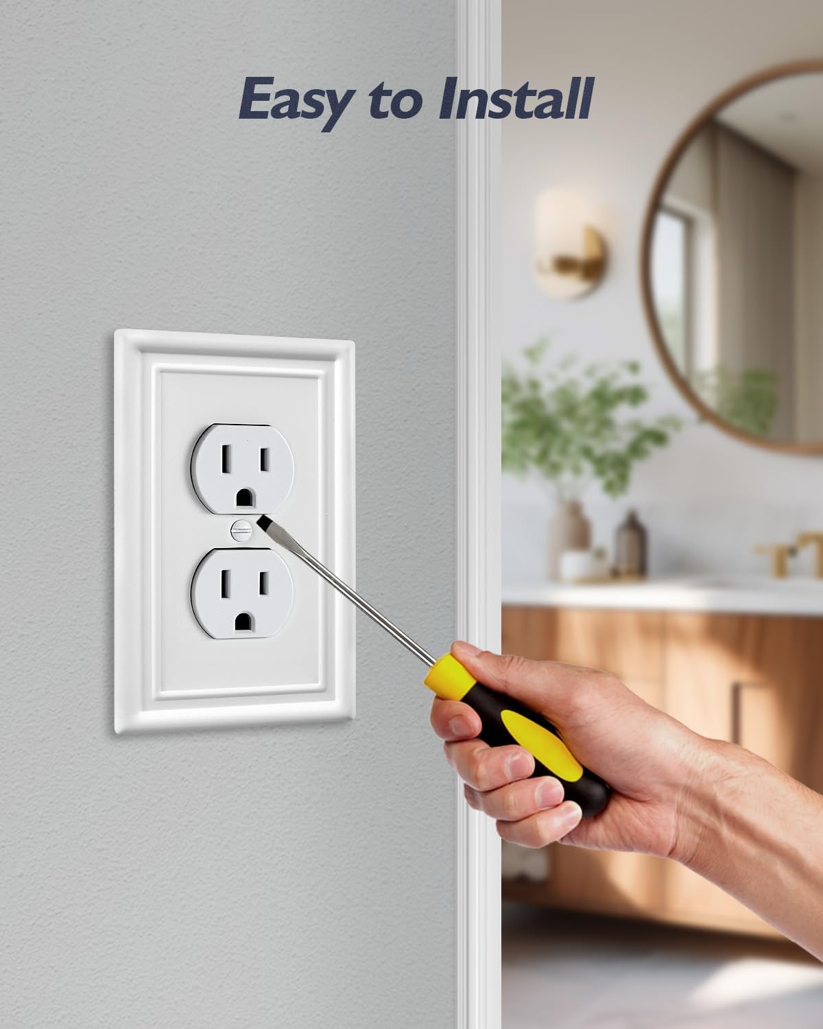 4-Pack Duplex Outlet Covers, Off White Electrical Outlet Cover Plate, Metal Wall Plate for