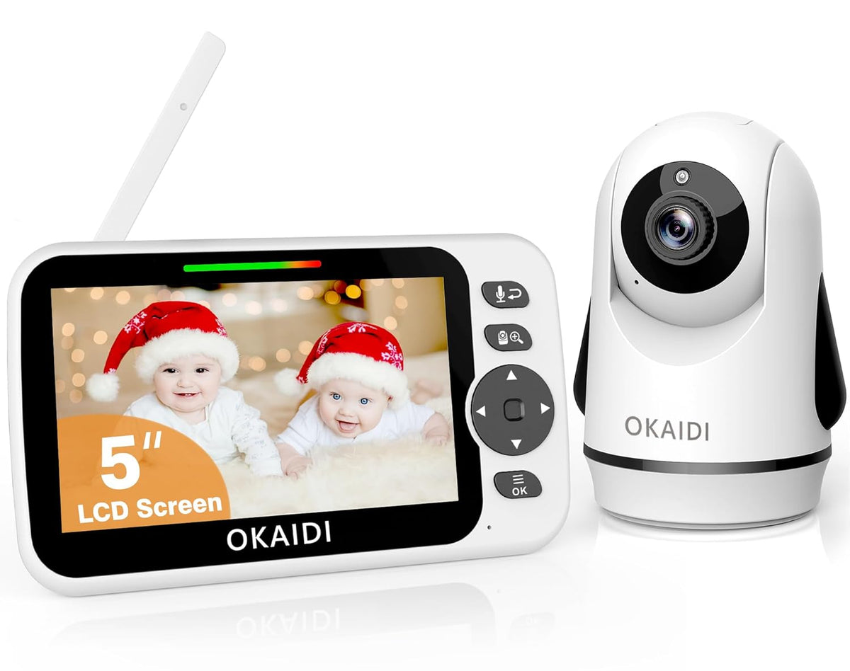 Video Baby Monitor with Camera and Audio, 5" Display Baby Monitor No WiFi, 30H Battery and 1000ft