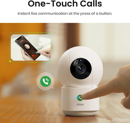 AOSU 4MP Security Camera Indoor - 2.5K Baby Monitor Pet Camera 360° for Home Security with 5/2.4