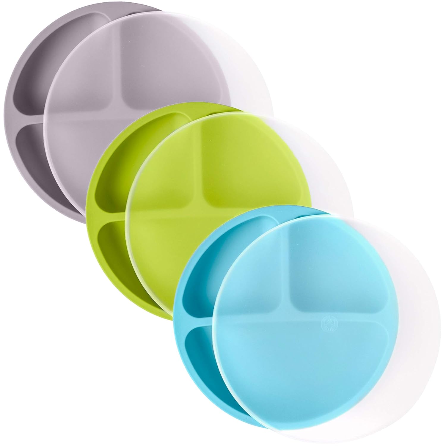 WeeSprout Silicone Plates with Lids for Babies & Toddlers (3 Pack) 100% Food-Grade Dishes for Self