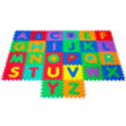 Interlocking Foam Tile Play Mat with Letters - Non-Toxic Children's Multicolor 26-Piece Puzzle