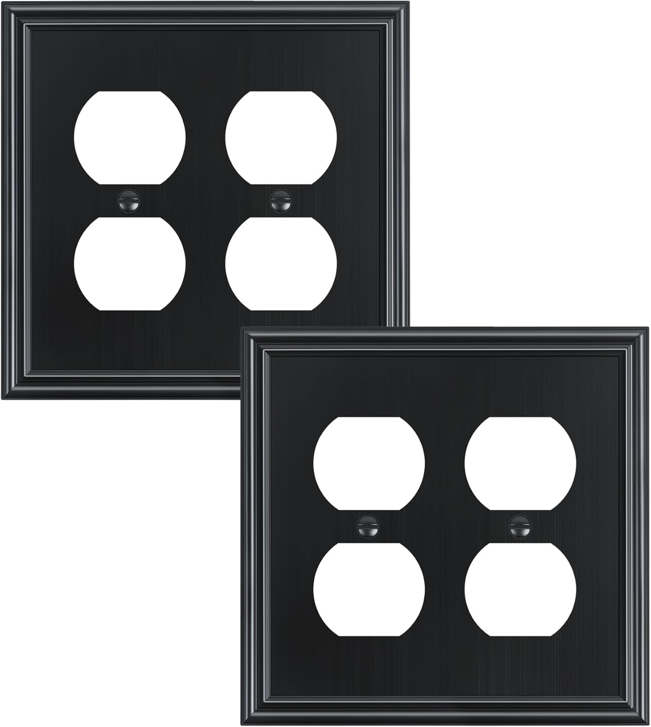 2-Pack Double Duplex Outlet Cover, Black Decorative Switch Plates and Outlet Covers for Electrical