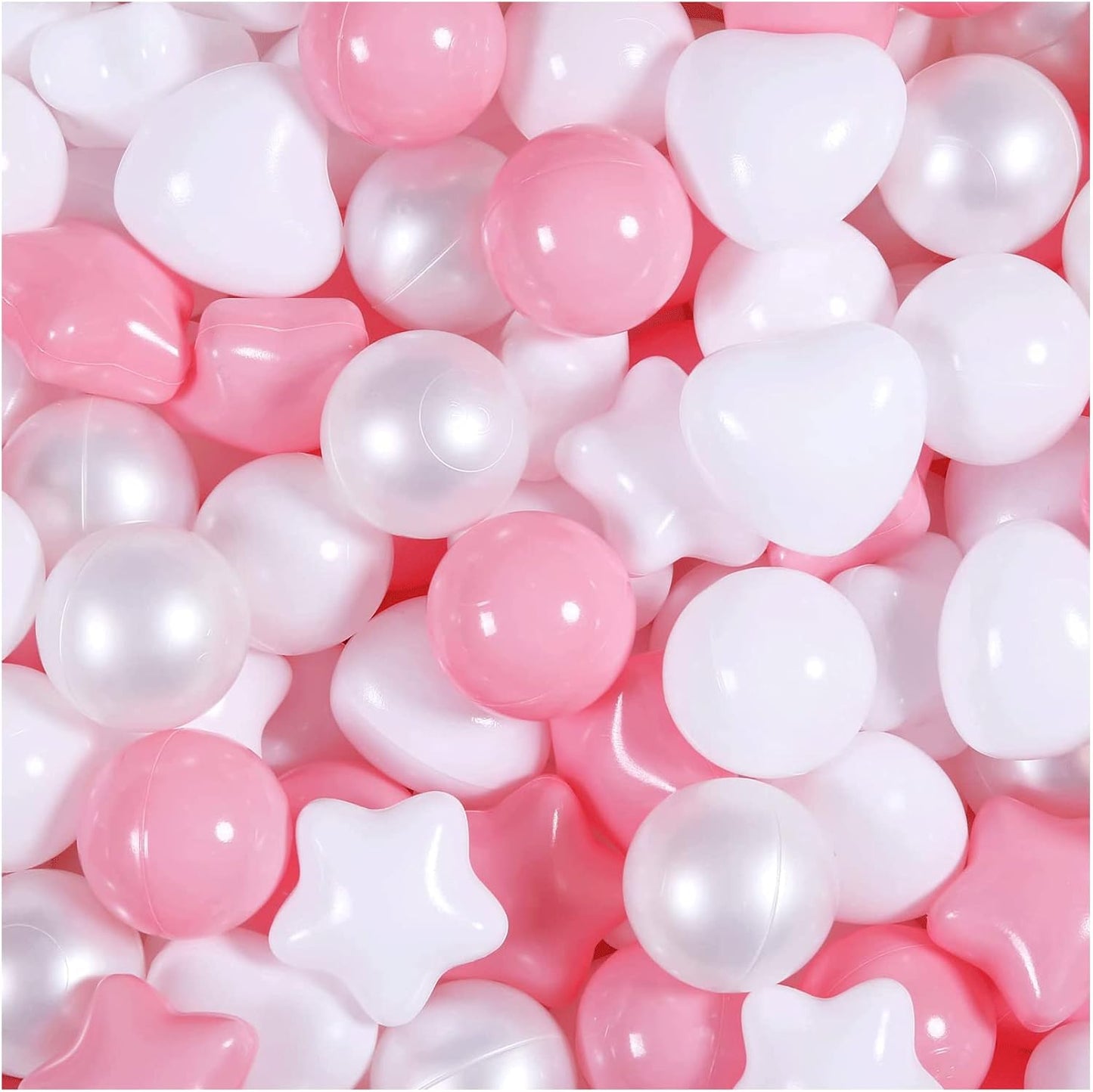 GOGOSO Pink Ball Pit Balls with Star Bals Heart Balls 100 - Crushproof Plasticballs for Babies