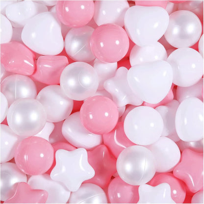 GOGOSO Pink Ball Pit Balls with Star Bals Heart Balls 100 - Crushproof Plasticballs for Babies