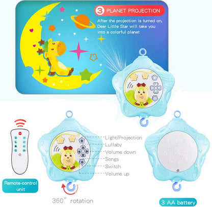 Baby Crib Mobile with Lights and Musicial, Remote, Projector, Newborn Gift for Ages 0+ Months
