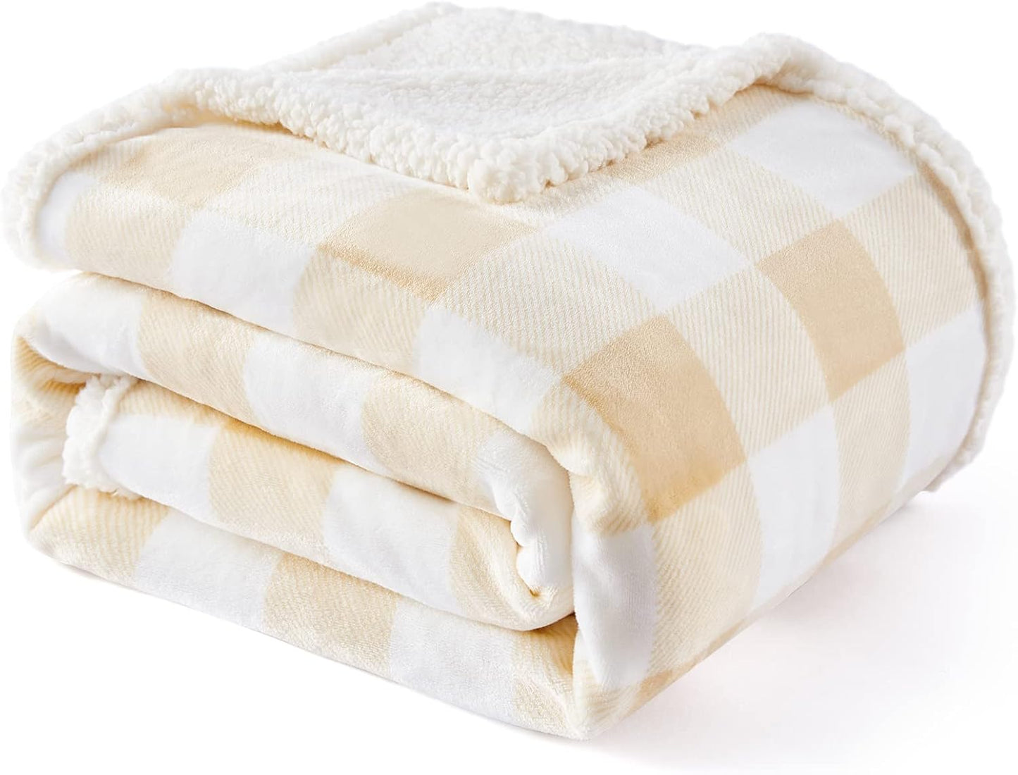 Touchat Sherpa Buffalo Plaid Twin Blanket 60" X 70", Fuzzy Fluffy Soft Cozy Throw Blanket, Fleece