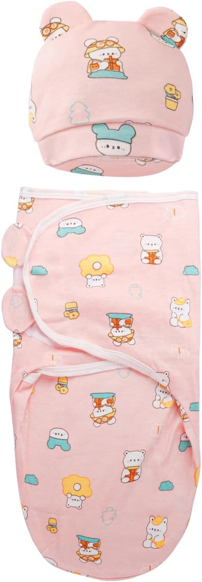 Baby Swaddle Sleep Sacks with Hats for 0-3 Months Baby Swaddle Blanket Wrap Newborn Swaddles Sack