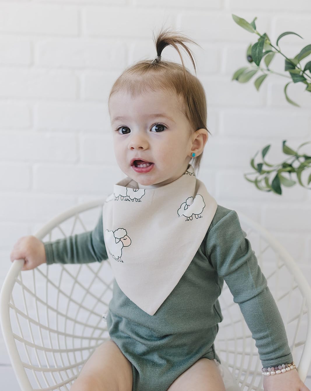 Woolino Merino Wool Baby Bibs - Highly Absorbent Bandana Bib with Cotton Outer Layer and Merino