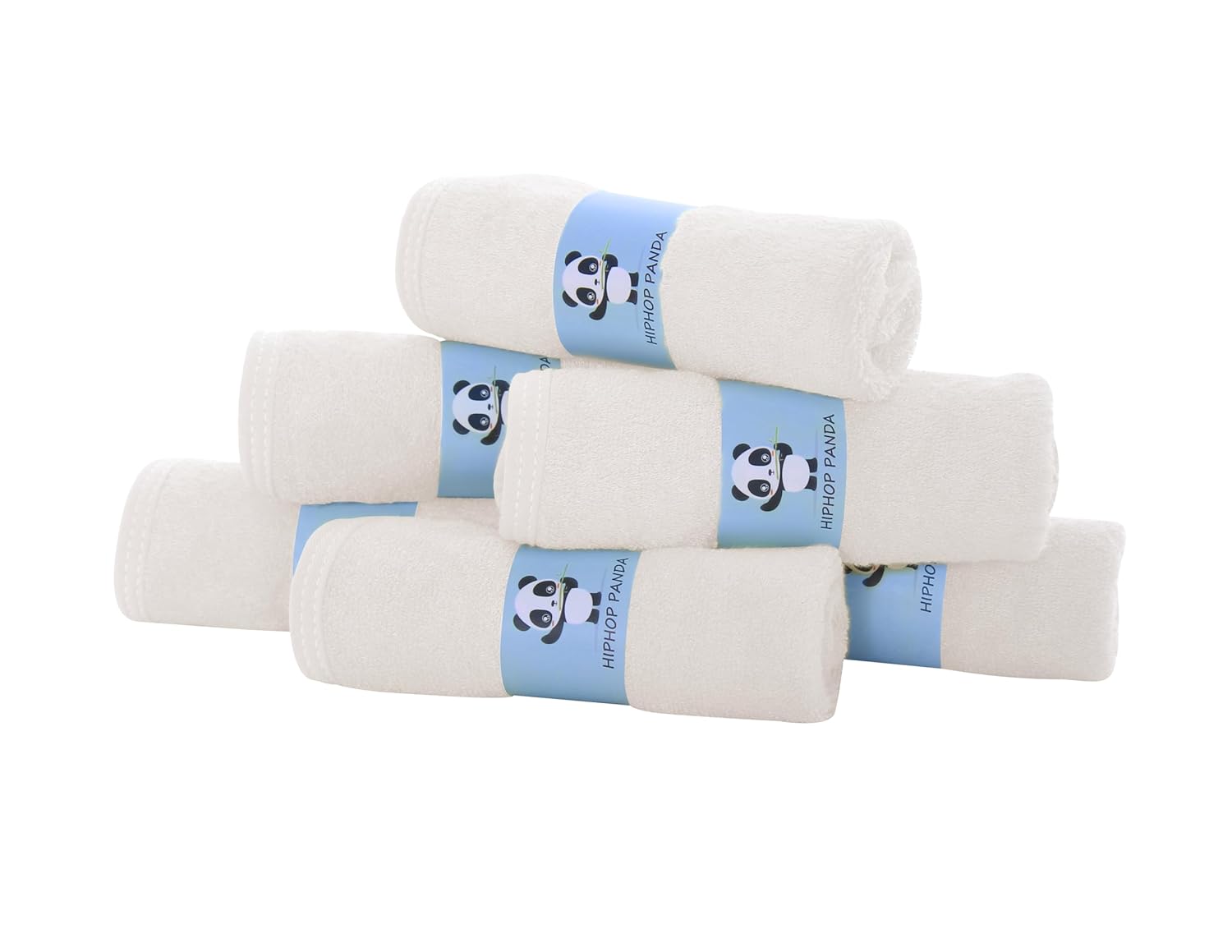 HIPHOP PANDA Baby Washcloths, Rayon Made from Bamboo - 2 Layer Ultra Soft Absorbent Newborn Bath