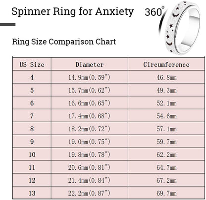 Anxiety Ring for Women Men, Titanium Stainless Steel Spinner Ring, 5 Colors, 6MM, Size 6-10, 3