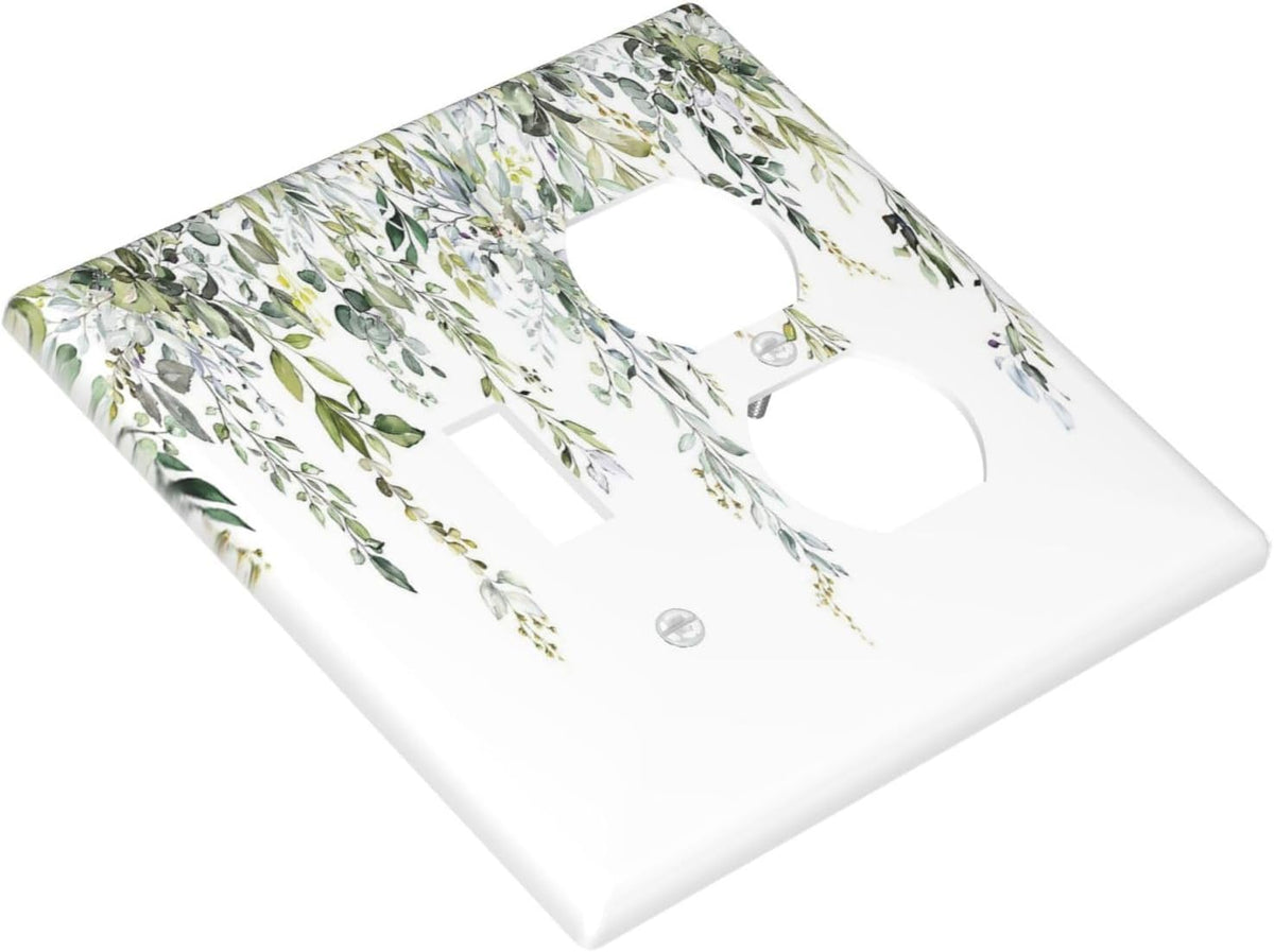 Wallplates Boho Farmhouse Flower Leaf Sage Green 1 Toggle 1 Duplex Switch Plate Electrical GFCI