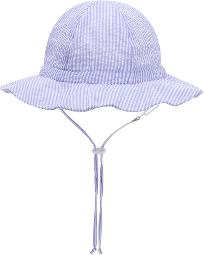 UPF 50+ Baby Bucket Hat - Wide Brim Sun Protection Beach Cap for Girls - Cute & Adjustable Toddler