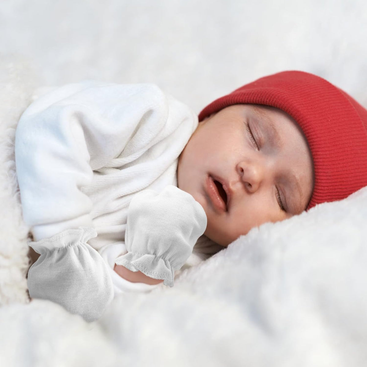 BQUBO Newborn Infant Toddler Mittens No Scratch Cotton Elastic Wrist Gloves Hypoallergenic for 0-6