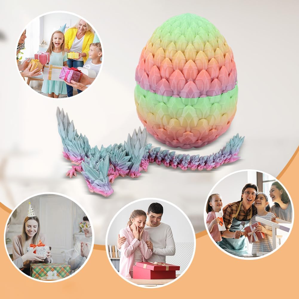 Cessfle 3D Printed Dragon in Egg, Fly Dragon Egggs with Dragon Inside Full Articulated Dragon Egggs
