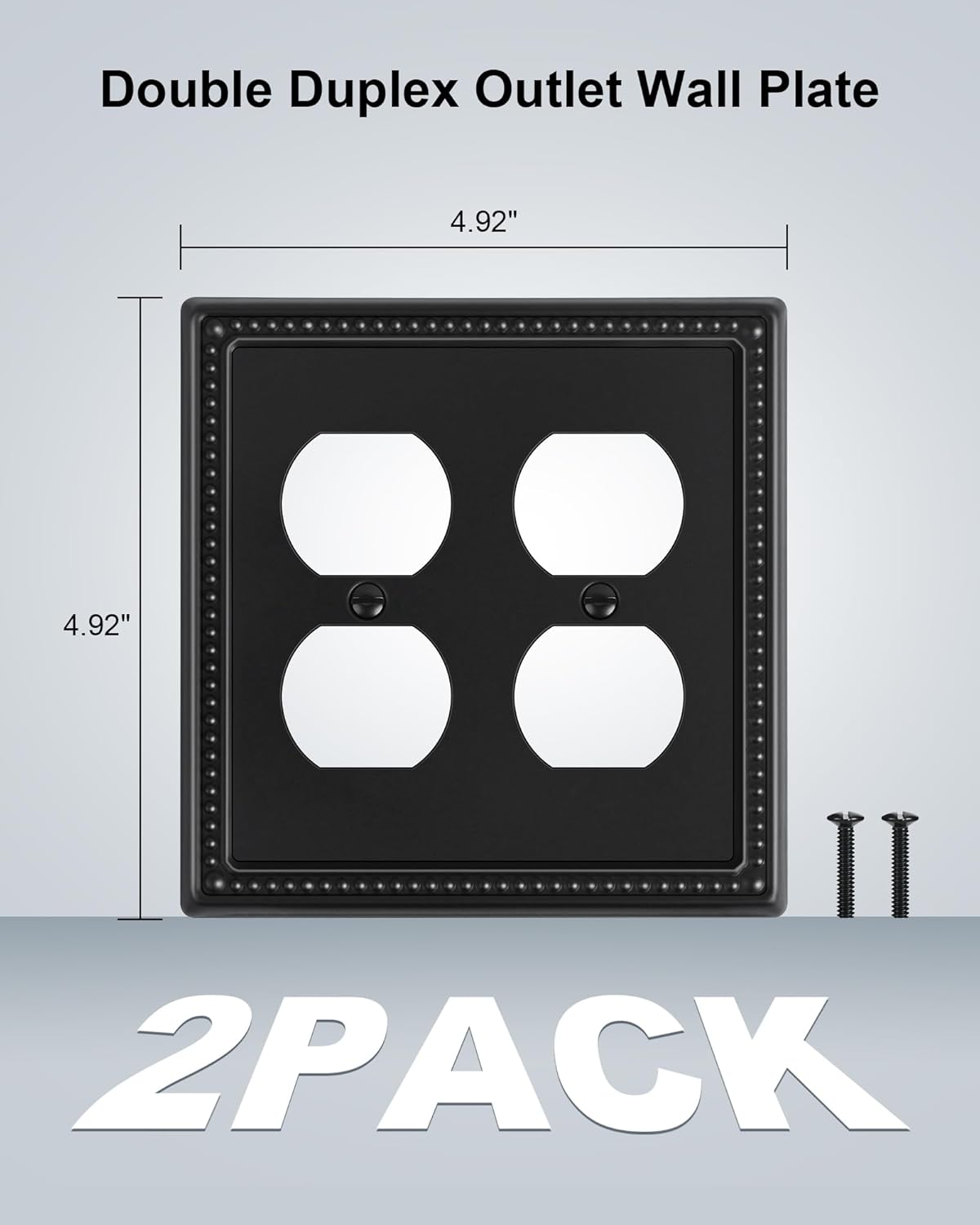 2-Pack Double Duplex Outlet Cover, Metal Switch Plates and Outlet Covers, Black Pearls Decorative