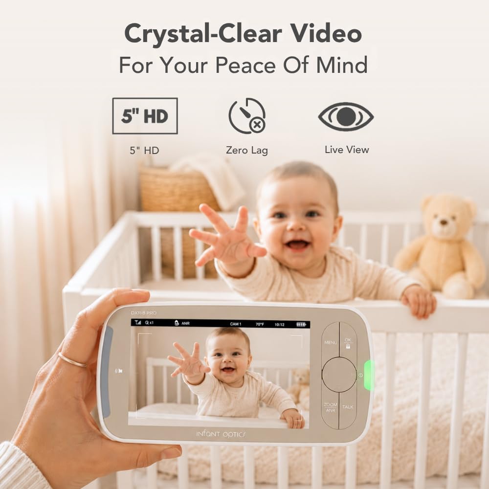 Infant Optics DXR-8 PRO - Patented Active Noise Reduction (ANR), 5” HD Video Baby Monitor with 1