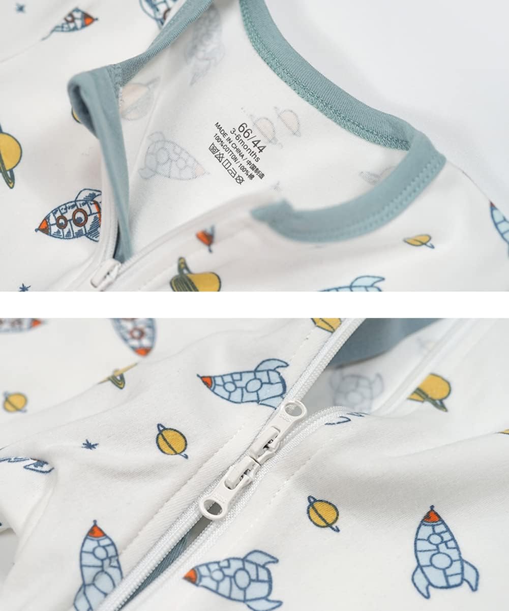 Teach Leanbh Baby Boys Girls 2 Pack 2 Way Zipper Footless Pajamas Cotton Short Sleeve Printing