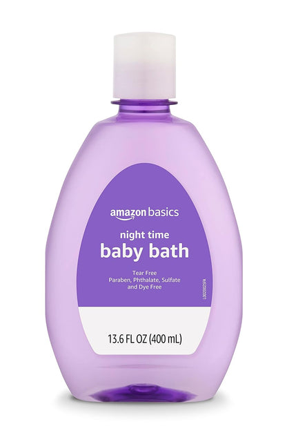 Amazon Basics Hypoallergenic Tear-Free Night-Time Baby Calming Bath, 13.6 Fl Oz (Pack of 4)