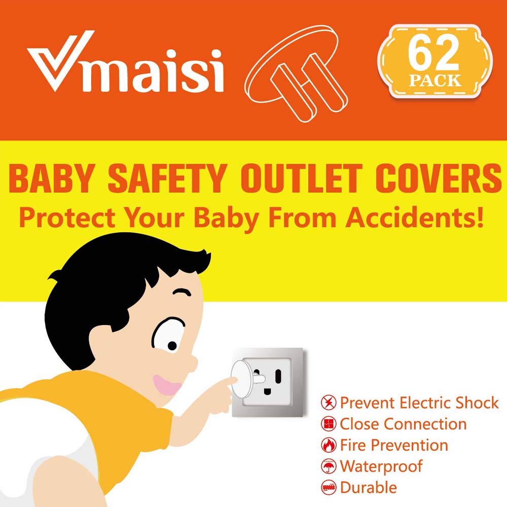 62 Pieces Outlet Covers ChildProof Plug Protector - Vmaisi Baby Proofing Electrical Safety Outlet