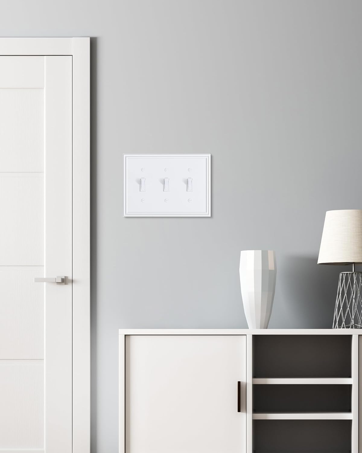 2-Pack Triple Toggle Light Switch Cover Plate, Durable Solid Zinc Alloy Decorative Switch Plate