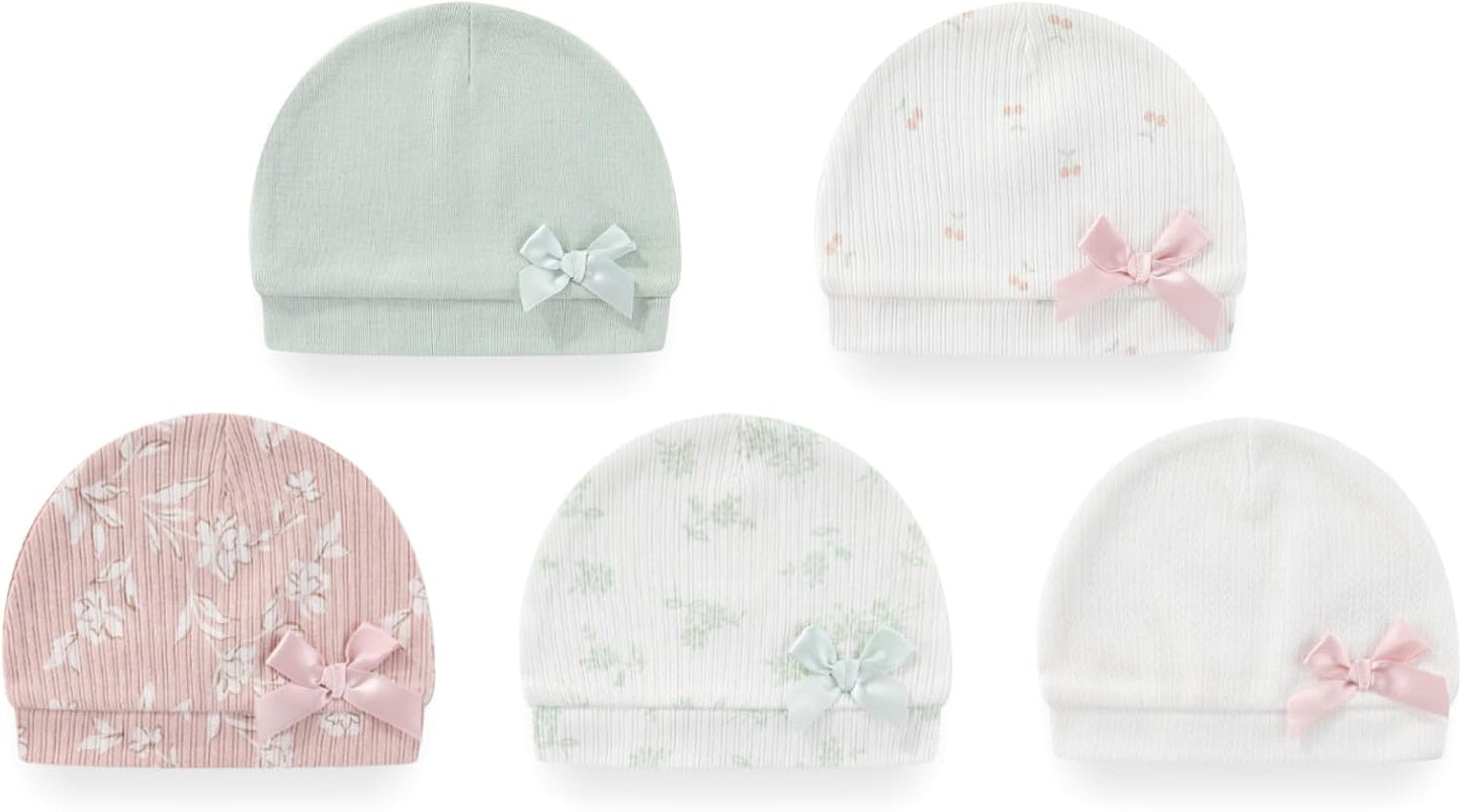 Baby Hat and Mittens Set Cotton Newborn Baby Hats Caps for Boys and Girls, 0-6 Months