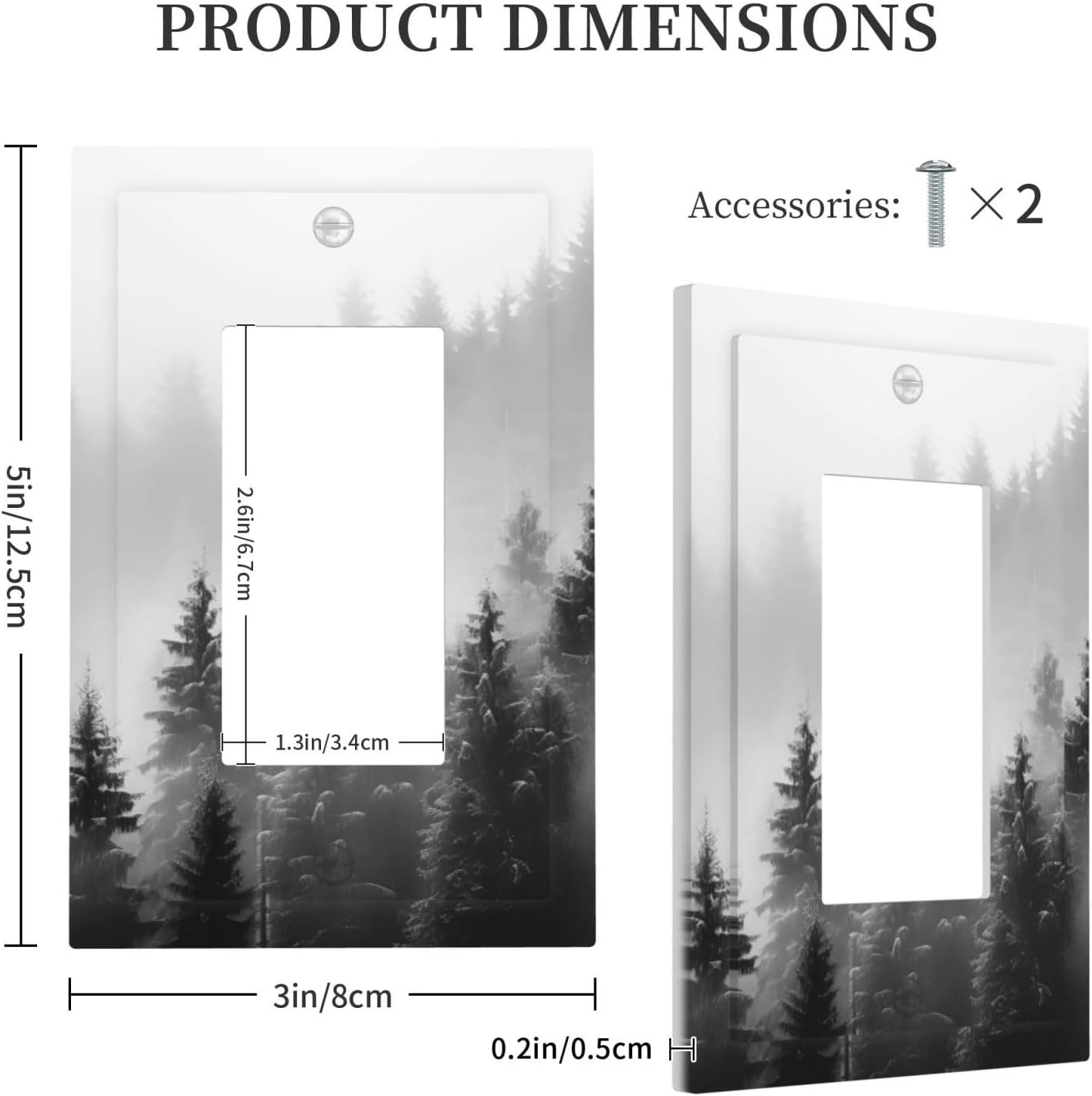 Foggy Forest Natural Scenery Retro Tree Pine Decorative Outlet Covers 1 Gang Single Rocker Light