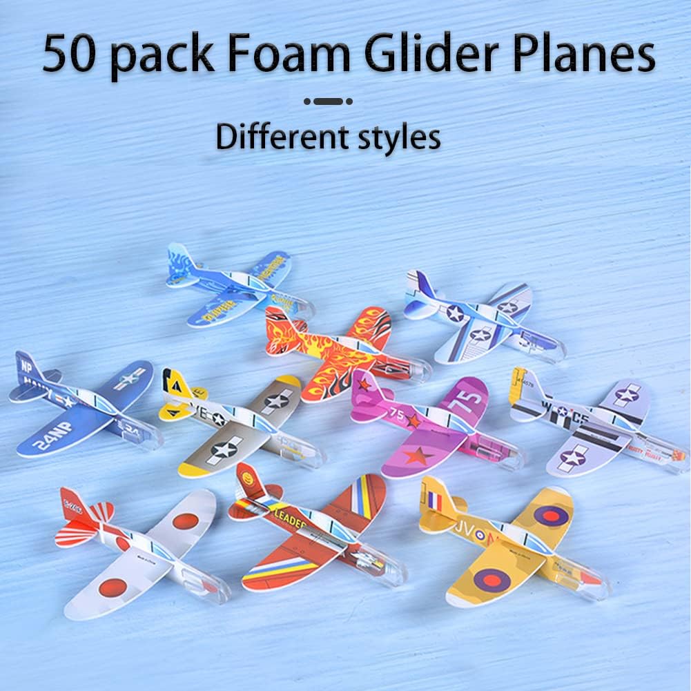 50 Pcs Foam Gliders Planes Toys for Kids, Paper Airplane, Party Favors Goodie Bag Stuffers, Outdoor