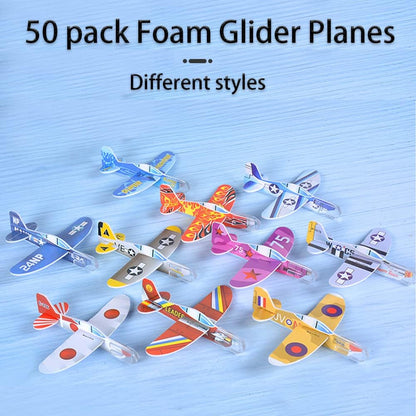 50 Pcs Foam Gliders Planes Toys for Kids, Paper Airplane, Party Favors Goodie Bag Stuffers, Outdoor