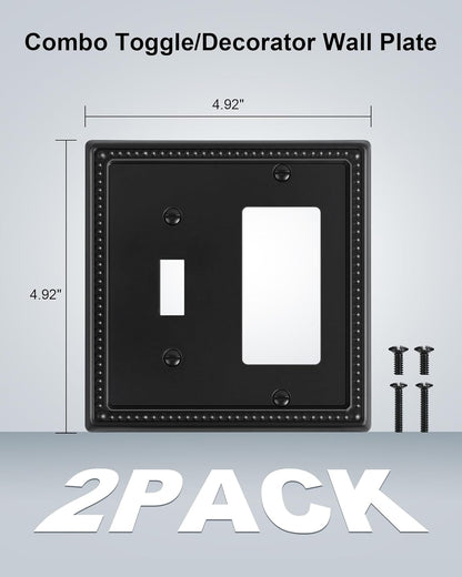 2-Pack Combo Toggle/Decorator Light Switch Cover Plate, Pearls Decorative Electrical Outlet Covers