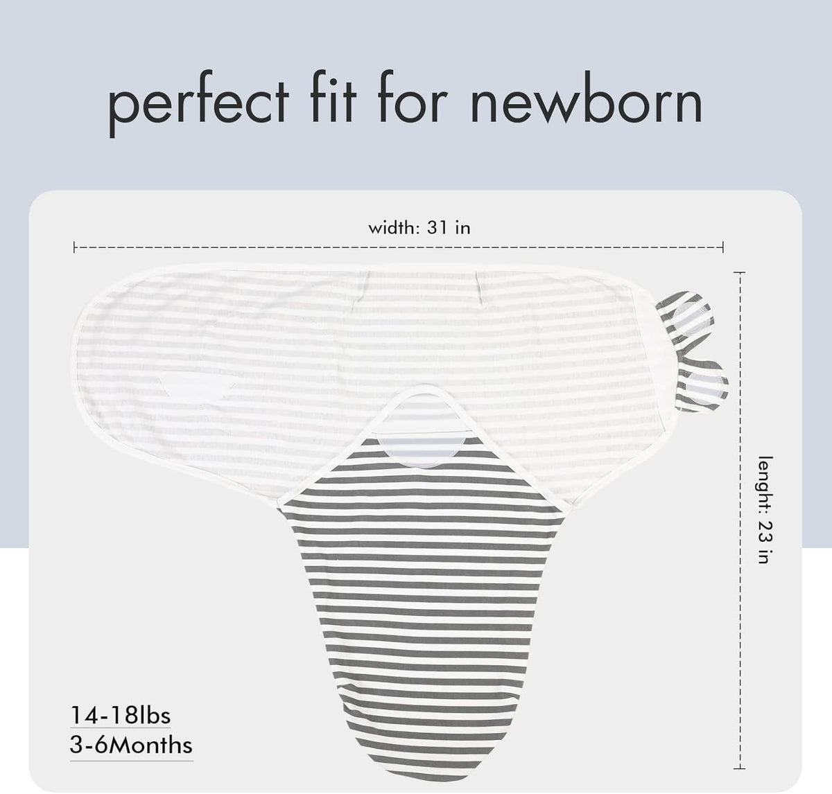 GLLQUEN BABY Swaddle Blankets for Baby Boy Girl, 3-6 Months, Gray Elephant Star & Stripe, 3 Pack