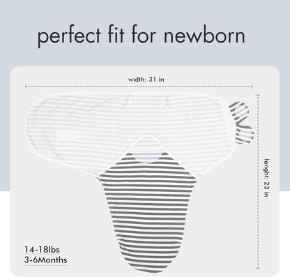 GLLQUEN BABY Swaddle Blankets for Baby Boy Girl, 3-6 Months, Gray Elephant Star & Stripe, 3 Pack