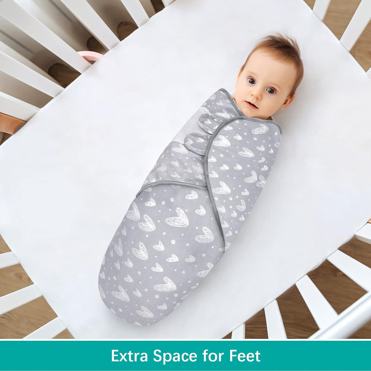 Biloban Baby Swaddle for Boys Girls, 3-6 Months, Cotton Blanket, Newborn Essentials, Lovely Grey