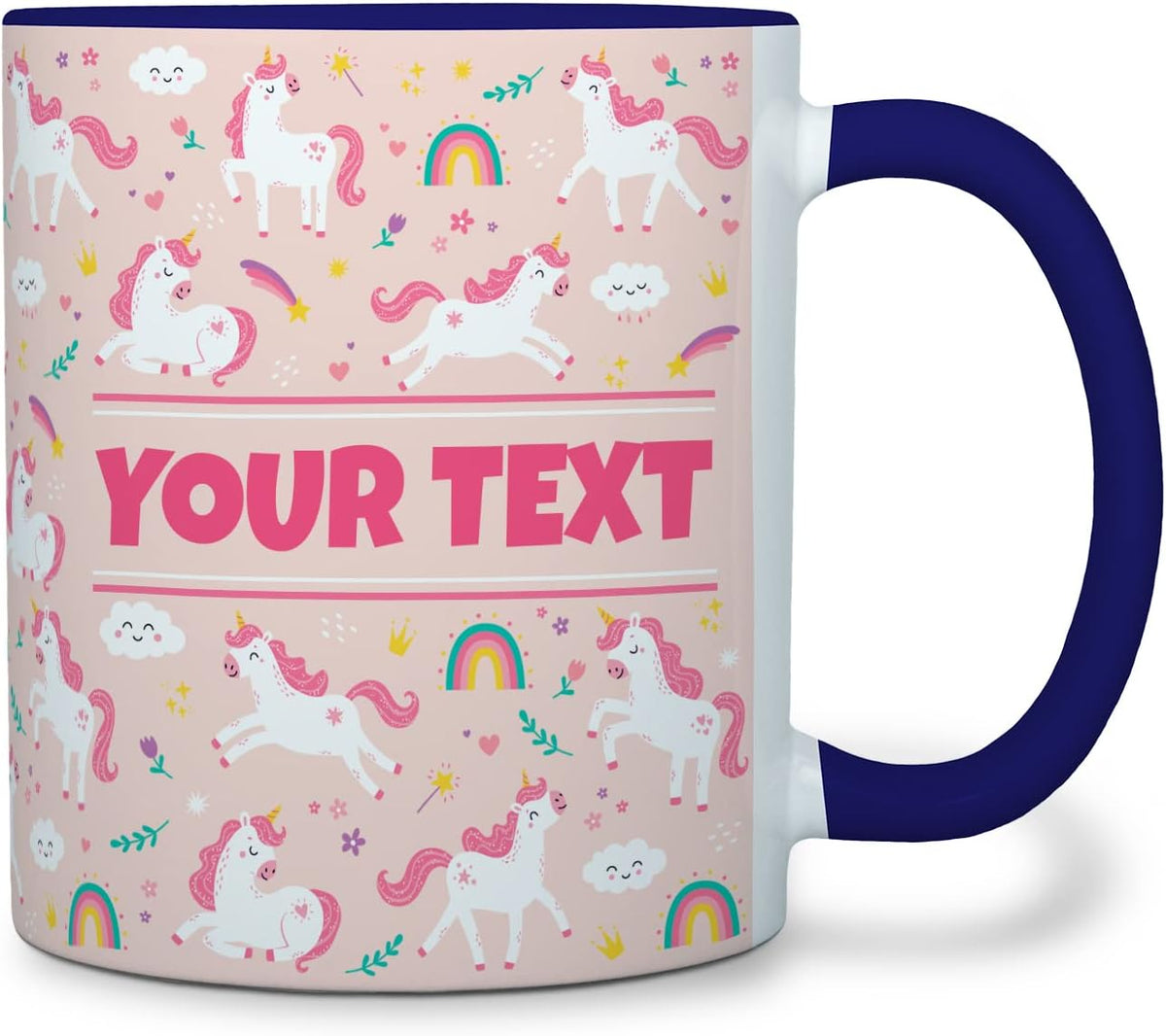 Personalized Mug for Kids - Pink Unicorn - Custom Name/Text, Ceramic Hot Chocolate/Cocoa/Coffee Cup