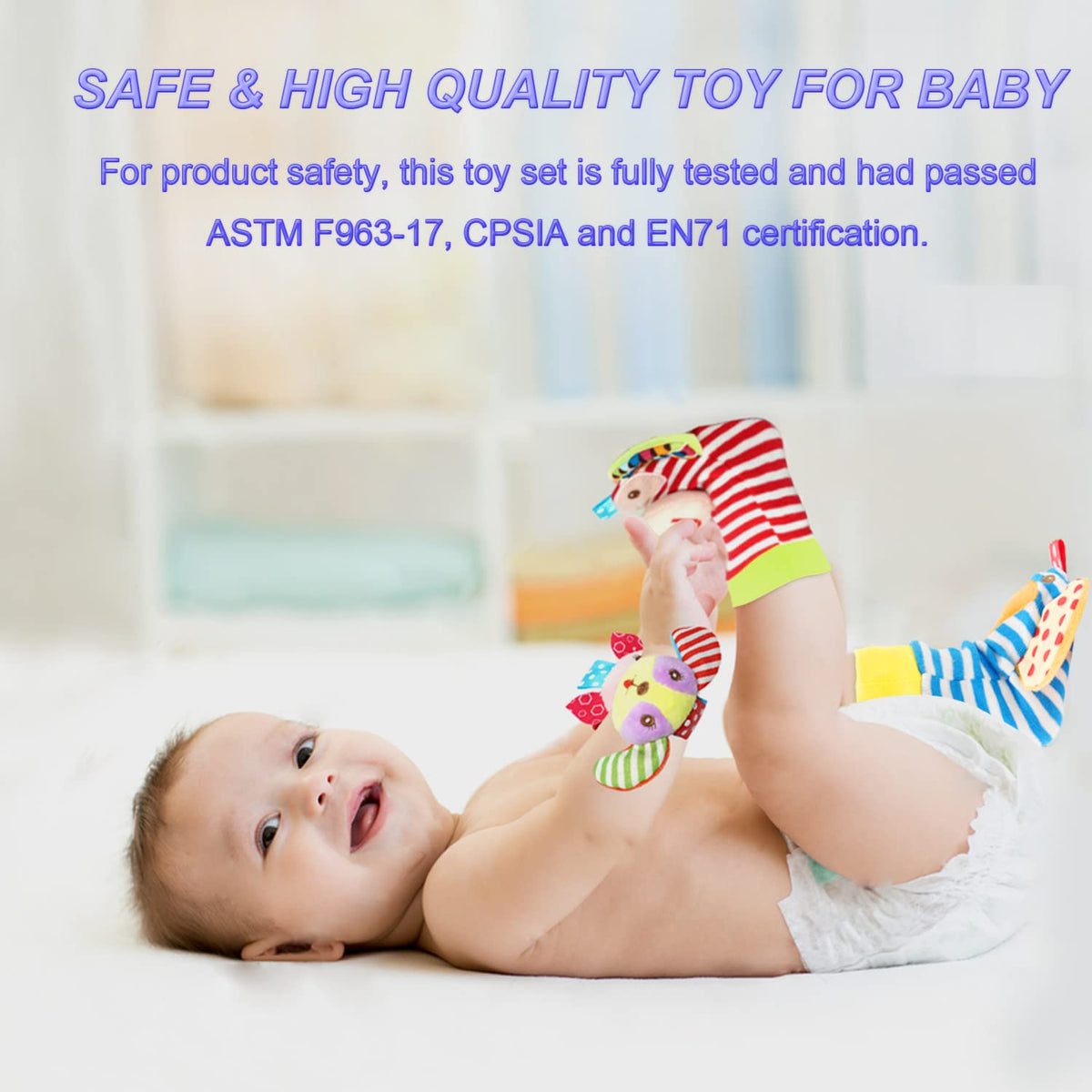Soft Baby Rattle Toys Foot Finder Socks Wrists Rattles, Ankle Leg Hand Arm Bracelet Activity
