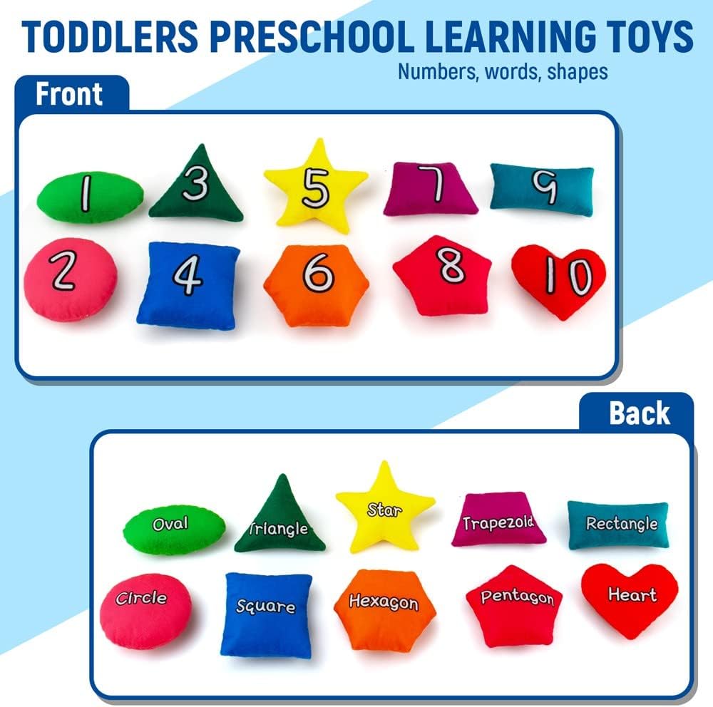 beetoy Shapes Bean Bags Matching Game - Toddler Preschool Learning Activities Memory for Numbers