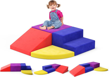 Lischwert Foam Climbing Blocks for Toddlers 1-3, 4pcs Soft Play Set with Crawling Exploration Toys