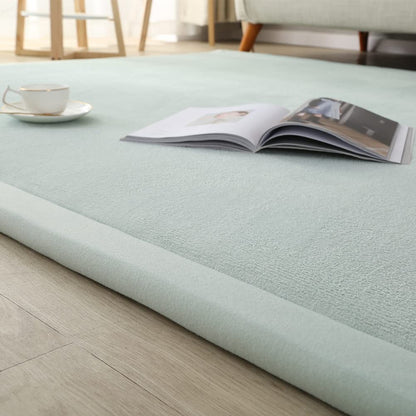 Loartee Coral Velvet Crawling Rugs (4'11"x4'11", Light Green) for Toddler Children Play Area Rugs