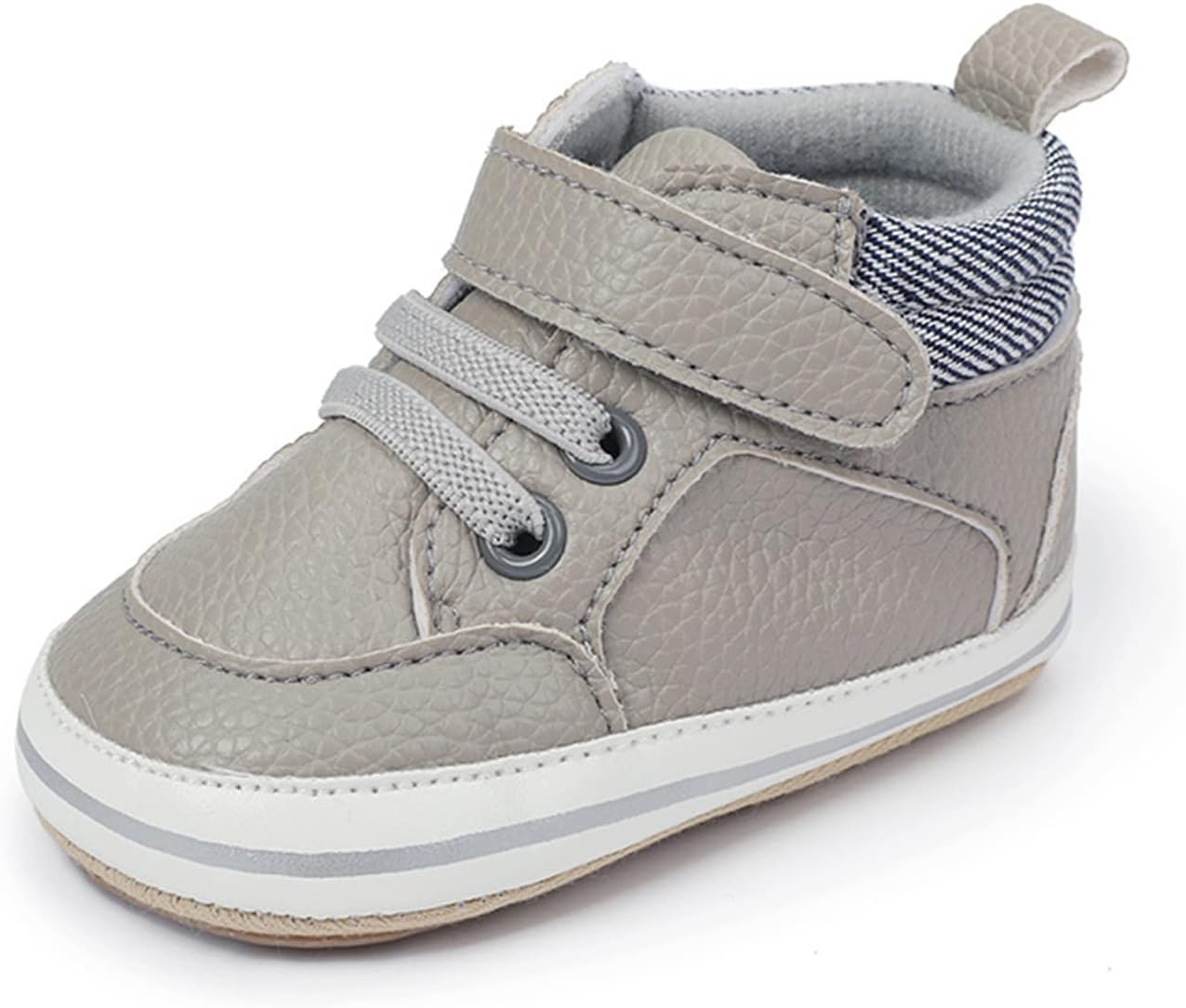 SOFMUO Baby Boys Girls High Top Ankle PU Leather Sneakers Soft Rubber Sole Infant Moccasins Newborn