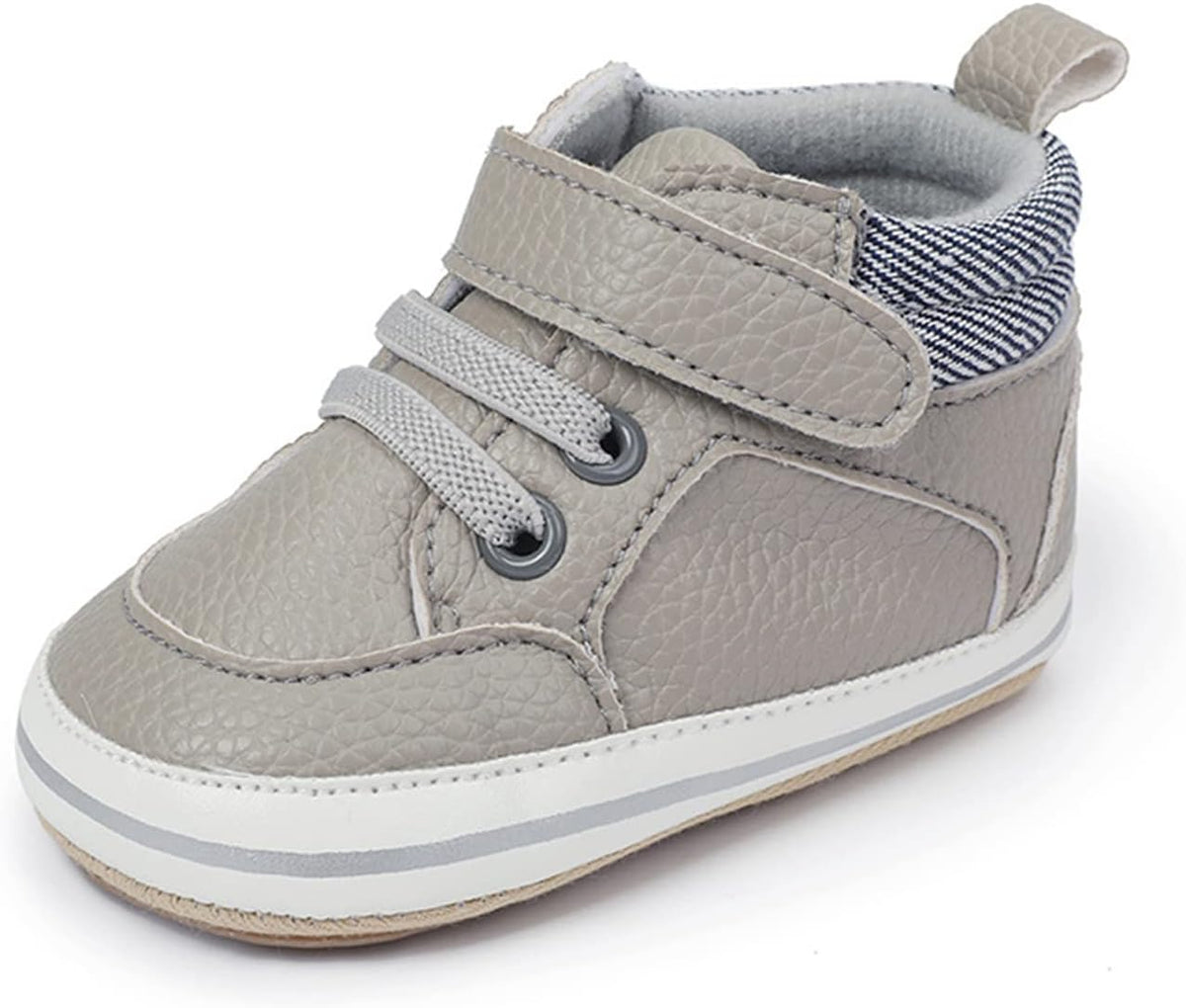 SOFMUO Baby Boys Girls High Top Ankle PU Leather Sneakers Soft Rubber Sole Infant Moccasins Newborn