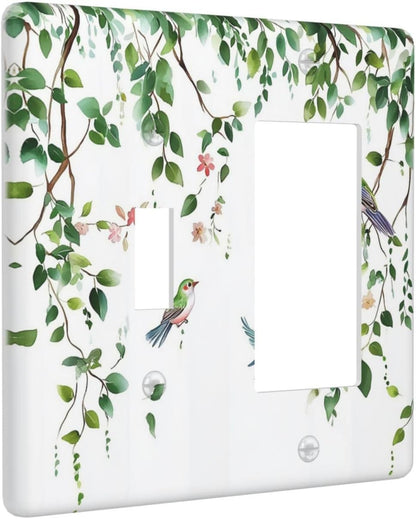 Outlet Covers Green Leaves Bird Eucalyptus Sage Plant 1 Toggle 1 Rocker Combination Decorative Wall