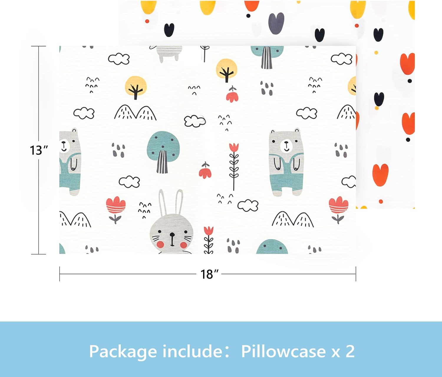 TILLYOU Toddler Pillowcase 2 Pack with Envelope Closure,Silky Soft Microfiber 13" x 18" Kids Travel