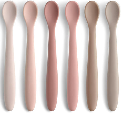 Silicone Baby Feeding Spoons, Training Spoon Self-feeding, First Stage Infant Soft-Tip Easy on