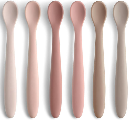 Silicone Baby Feeding Spoons, Training Spoon Self-feeding, First Stage Infant Soft-Tip Easy on