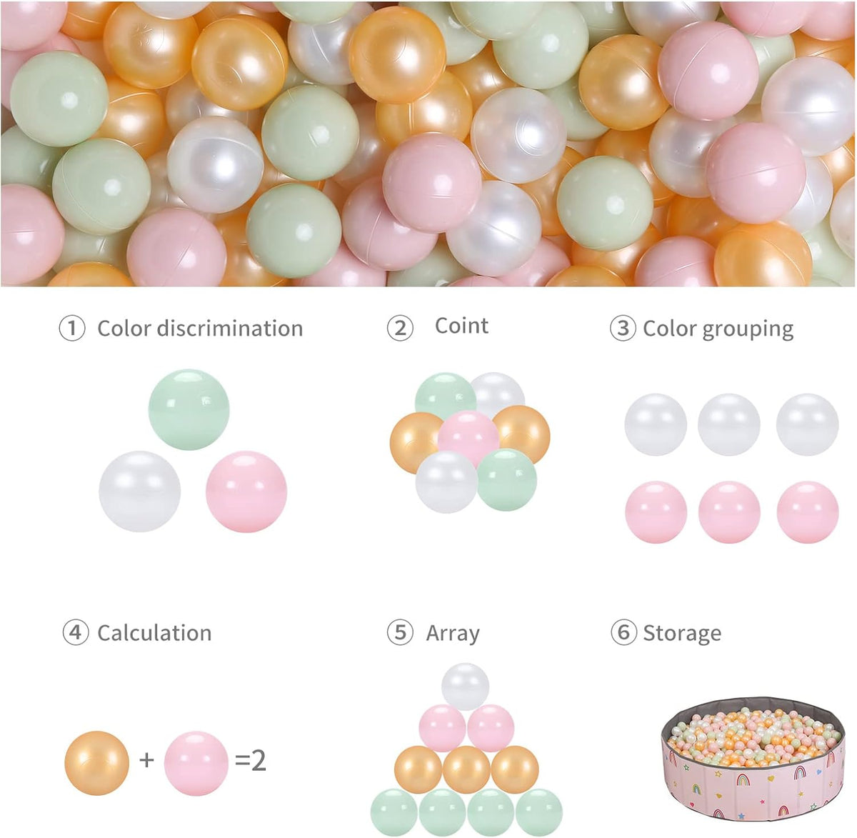 GOGOSO Ball Pits Balls for Toddlers Pack of 50 100 200 Plastics Shape Ball Non-Phthalate Non-BPA