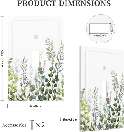 Green Eucalyptus Leaf Plant Herbs Springnature Decorative Light Switch Cover 1 Gang Single Toggle