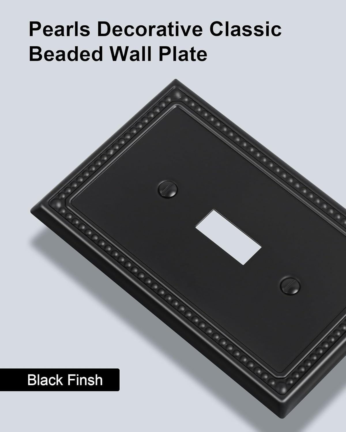 4-Pack Single Toggle Light Switch Cover Plate, Pearls Decorative Switch Plate Covers, Black 1 Gang
